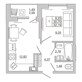 40 м², 1-комнатная квартира 3 500 000 ₽ - изображение 65