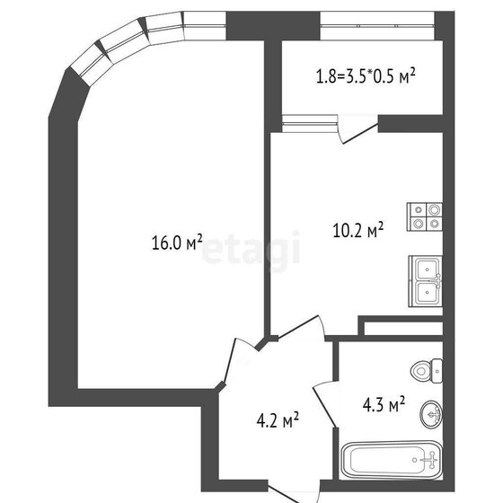 36 м², 1-комнатная квартира 5 800 000 ₽ - изображение 50