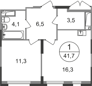 41,7 м², 1-комнатная квартира 11 690 393 ₽ - изображение 51