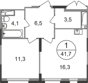 Квартира 41,7 м², 1-комнатная - изображение 1