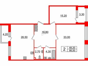 124,4 м², 2-комнатная квартира 40 193 640 ₽ - изображение 31