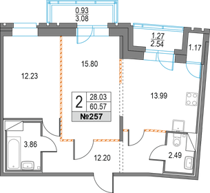 60,1 м², 2-комнатная квартира 15 350 000 ₽ - изображение 72