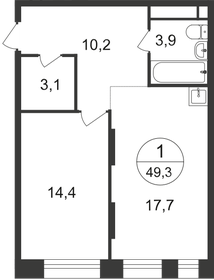 Квартира 49,3 м², 1-комнатная - изображение 1