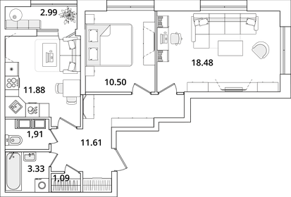 61 м², 2-комнатная квартира 15 400 000 ₽ - изображение 85