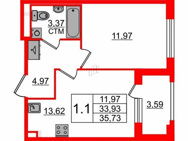 34 м², квартира-студия 7 437 048 ₽ - изображение 25