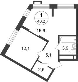 Квартира 40,2 м², 1-комнатная - изображение 1