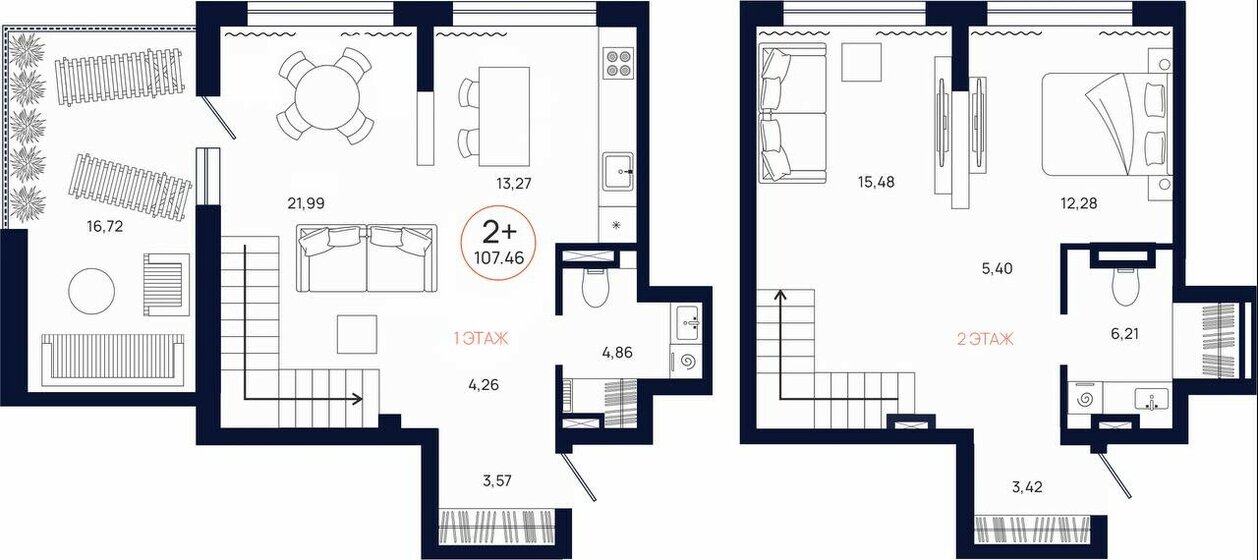 107,5 м², 2-комнатная квартира 12 202 000 ₽ - изображение 1
