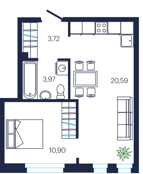 39,2 м², 1-комнатная квартира 5 220 000 ₽ - изображение 1