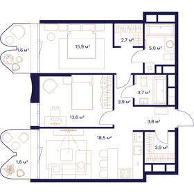 Квартира 74,3 м², 2-комнатная - изображение 1