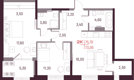 77,3 м², 2-комнатная квартира 8 400 000 ₽ - изображение 61