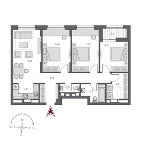 87,1 м², 4-комнатная квартира 19 200 000 ₽ - изображение 89