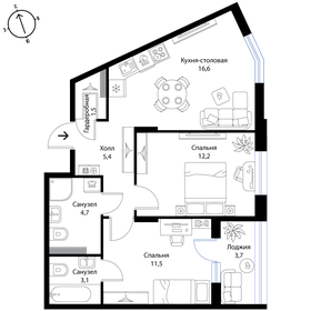 56,3 м², 2-комнатная квартира 10 049 550 ₽ - изображение 15