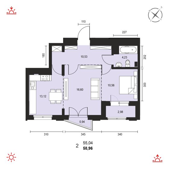 59 м², 2-комнатная квартира 7 860 000 ₽ - изображение 1