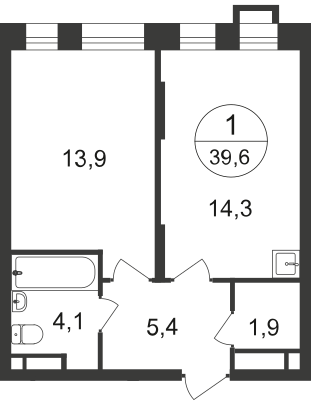 39,6 м², 1-комнатная квартира 11 055 737 ₽ - изображение 1