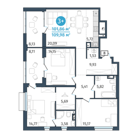97,8 м², 3-комнатная квартира 13 692 000 ₽ - изображение 21