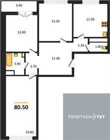 Квартира 80,5 м², 3-комнатная - изображение 1