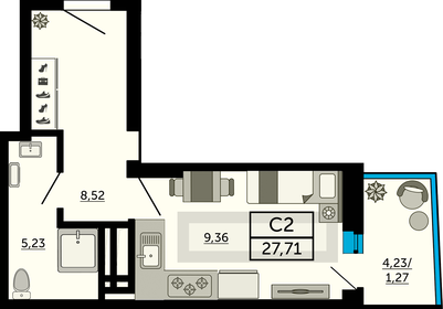 27,6 м², квартира-студия 4 196 720 ₽ - изображение 18