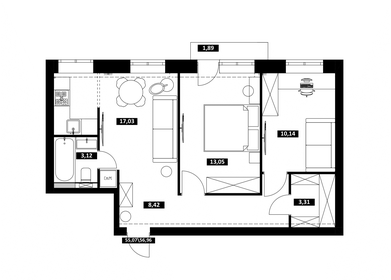 Квартира 57,6 м², 3-комнатная - изображение 5