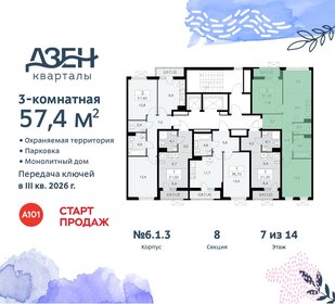 57,3 м², 3-комнатная квартира 14 948 727 ₽ - изображение 16