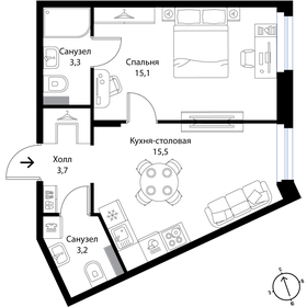 31,6 м², 1-комнатная квартира 4 400 000 ₽ - изображение 76