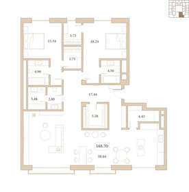 Квартира 149 м², 2-комнатные - изображение 1