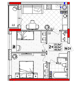 50 м², 2-комнатная квартира 6 450 000 ₽ - изображение 71