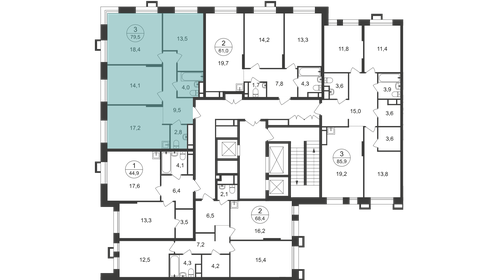 83 м², 3-комнатная квартира 20 900 000 ₽ - изображение 68