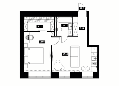 Квартира 42,6 м², 2-комнатная - изображение 5