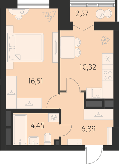 39,5 м², 1-комнатная квартира 5 144 000 ₽ - изображение 1