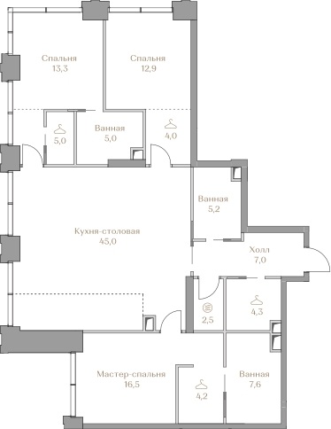 132,6 м², 3-комнатная квартира 159 228 000 ₽ - изображение 50