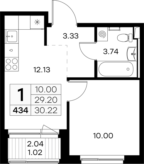 30,2 м², 1-комнатная квартира 4 869 999 ₽ - изображение 1