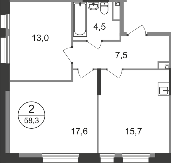 58,3 м², 2-комнатная квартира 12 123 714 ₽ - изображение 1