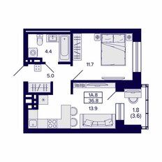 Квартира 36,8 м², 1-комнатная - изображение 3