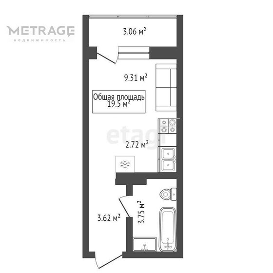 19,5 м², квартира-студия 2 300 000 ₽ - изображение 1