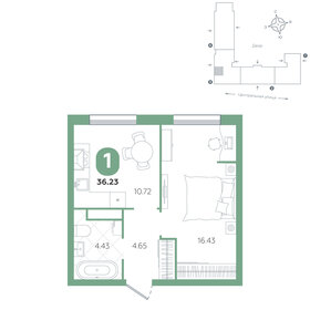 Квартира 36,2 м², 1-комнатная - изображение 1