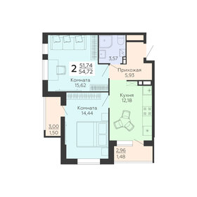 54,7 м², 2-комнатная квартира 6 949 440 ₽ - изображение 3