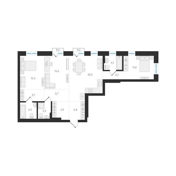 94,6 м², 3-комнатная квартира 16 300 000 ₽ - изображение 1