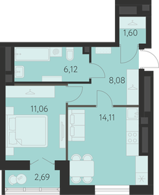 Квартира 42,3 м², 1-комнатная - изображение 1