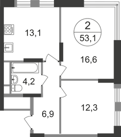 Квартира 53,1 м², 2-комнатная - изображение 1