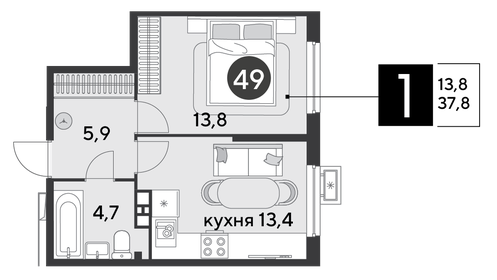 38,6 м², 1-комнатная квартира 5 000 000 ₽ - изображение 21