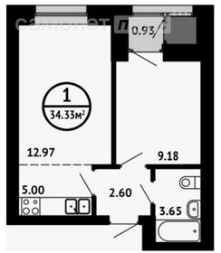 Квартира 33,3 м², 1-комнатная - изображение 1