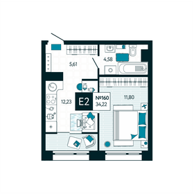 Квартира 34,2 м², 1-комнатная - изображение 1