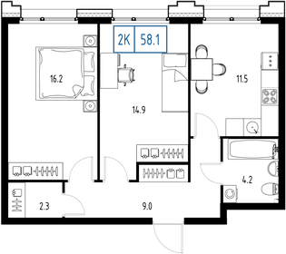 54,1 м², 2-комнатная квартира 17 850 000 ₽ - изображение 16