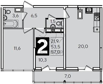 Квартира 57 м², 2-комнатная - изображение 1