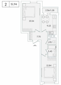 Квартира 51,9 м², 2-комнатная - изображение 1