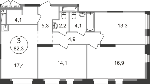 82,3 м², 3-комнатная квартира 18 139 622 ₽ - изображение 62