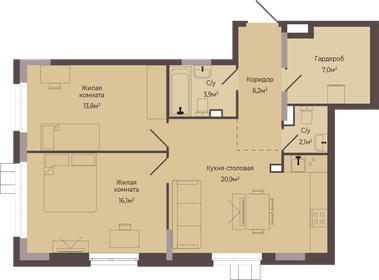 Квартира 70 м², 2-комнатная - изображение 1