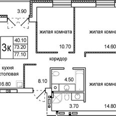 Квартира 77 м², 3-комнатная - изображение 2
