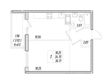 Квартира 36 м², 1-комнатная - изображение 1