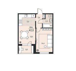 Квартира 31,6 м², 1-комнатная - изображение 3